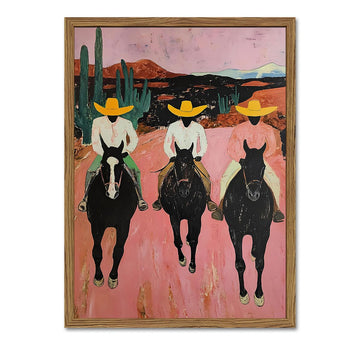 Western Cowboy Wall Art, Vintage Southwestern Wall Decor Painting Rustic Desert Cowboy Rodeo Poster Canvas Prints