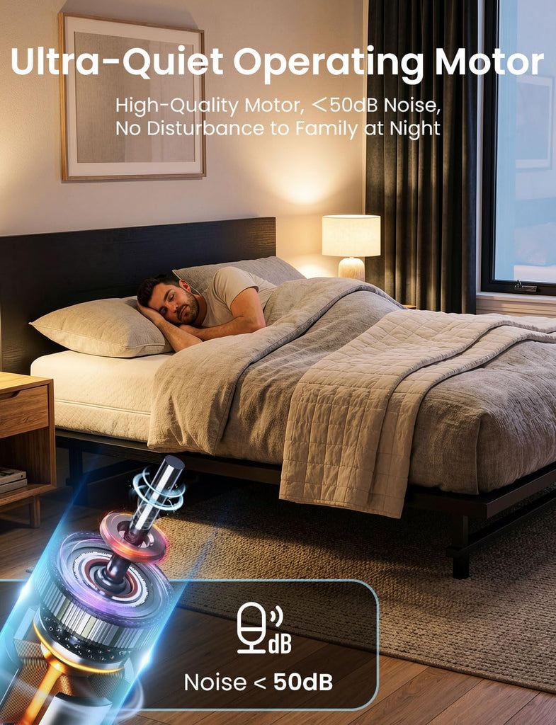 King Adjustable Bed Frame with Wireless Remote, Electric Bed Base, Black