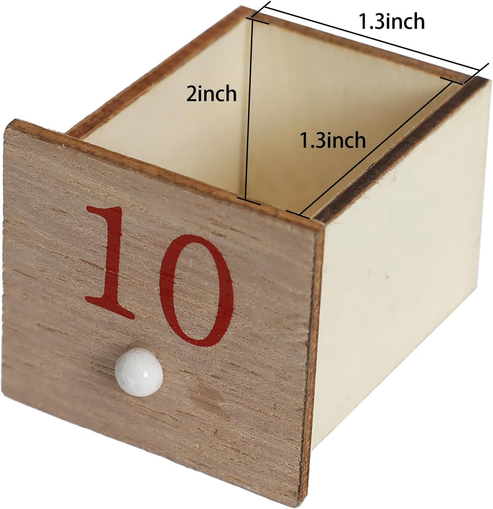 Wooden Advent Calendar with LED Lights, 24 Drawers Countdown to Christmas, Barn House Design, Holiday Decoration