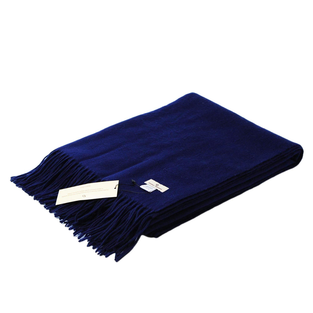 Premium Cashmere Throw Blanket with Fringe (Navy)