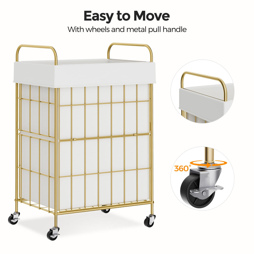 90L Laundry Hamper with Wheels, Laundry Basket with Handle and Liner Bag