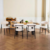 Dining Chairs Set of 2, Modern Metal Kitchen Chairs with Fabric Upholstered Seats for Dining Room, Beige