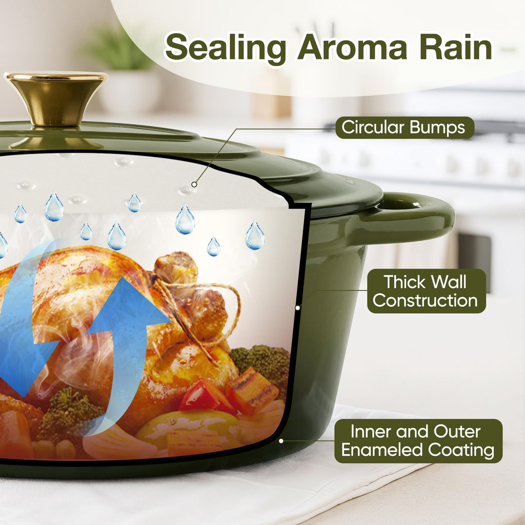 Oval Dutch Oven for Bread Baking, 4.5 Quart Non Stick Enameled Cast Iron Dutch Oven Pot with Lid, Oven Safe Oval