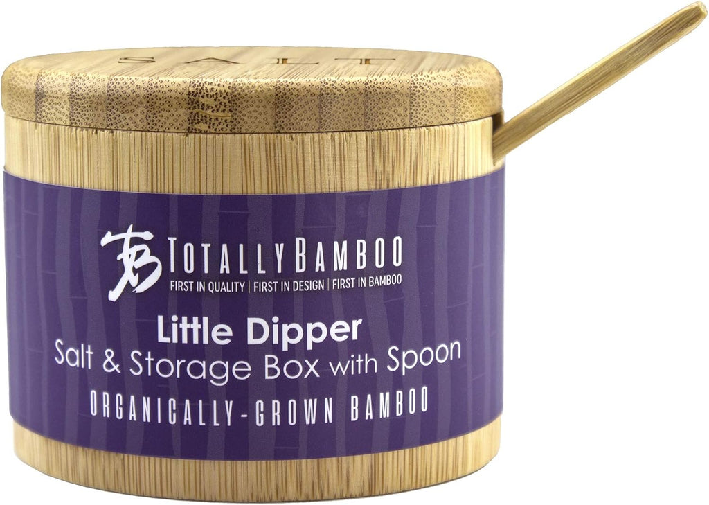 Little Dipper Salt Cellar Bamboo Storage Box with Magnetic Swivel Lid, 6 Ounce Capacity, Includes Salt Spoon