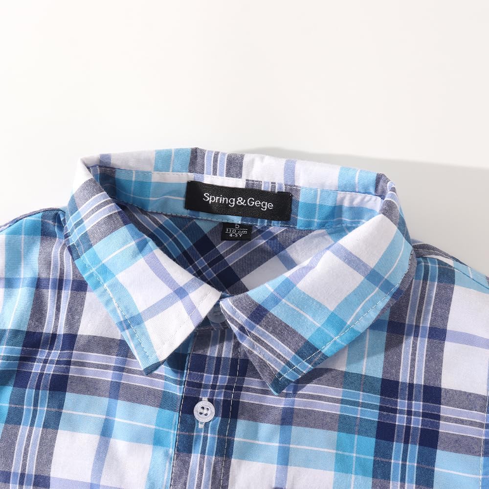 Boys' Short Sleeve Button Down Shirts Casual Woven Plaid