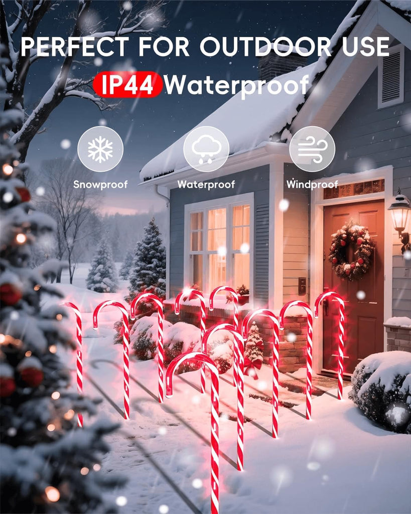 24 Pack 17" Christmas Candy Cane Pathway Lights