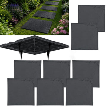 8 PC Garden Stepping Stones 15.5 Inch Decorative Paver Pads with Ground Stakes for Walkway Patio Lawn and Landscape