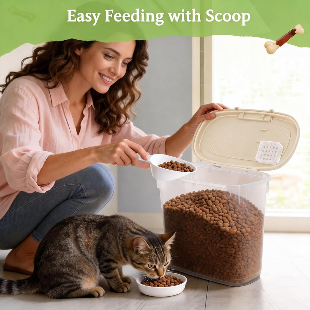 Airtight Dog Cat Pet Food Storage Container 10 Lbs, Slim Tall Dry Food Bin
