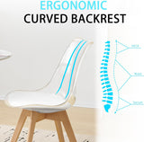 Clear Dining Chairs Set of 2, Modern Acrylic Dining Chair Transparent Chairs with PU Leather Cushions Seat & Wood Legs