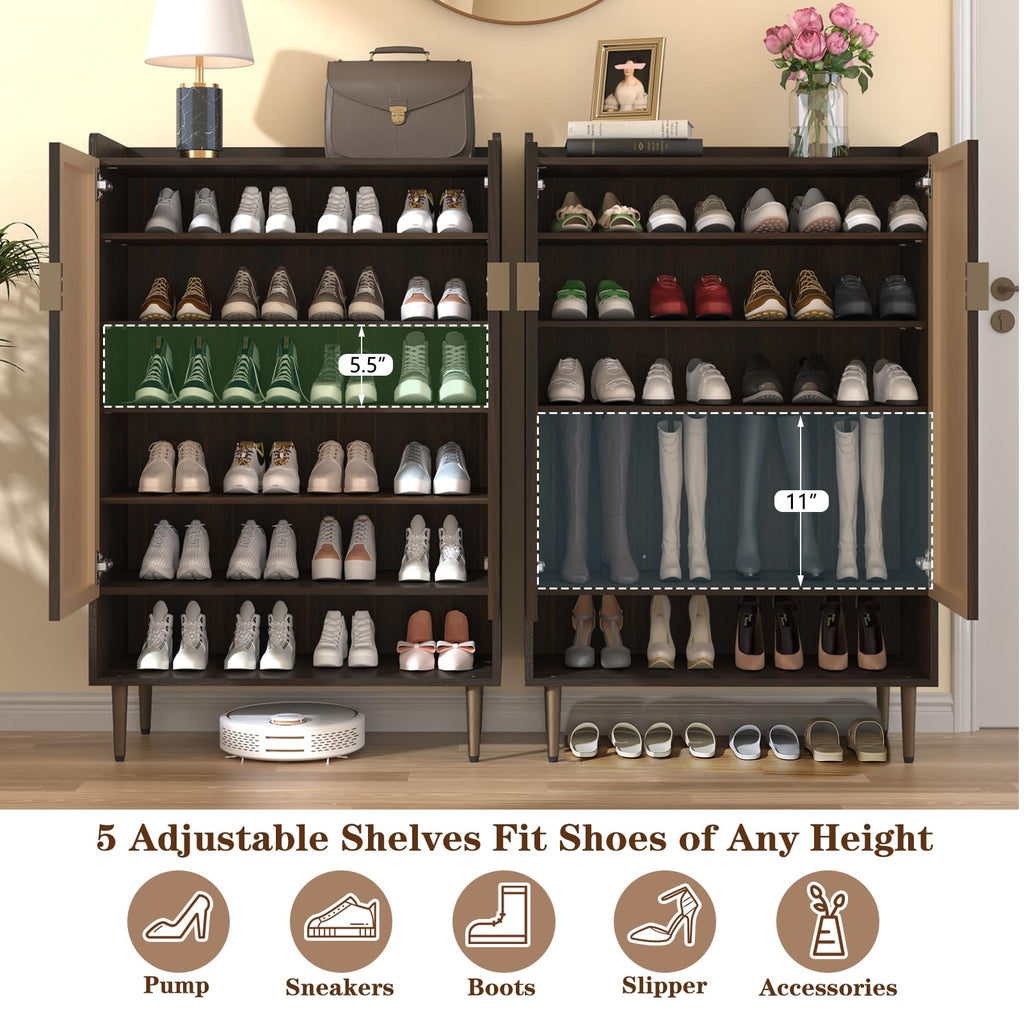 Modern Shoe Cabinet, 24 Pairs Shoe Storage Cabinet, Brown