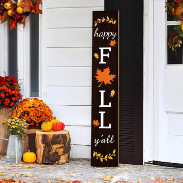 Fall Porch Sign Wooden Hanging Porch Decor Autumn Thanksgiving Vertical Fall Welcome Signs for Front Porch Rustic