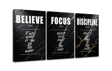Believe in the Work 3 Panel Canvas Prints, Marble Office Wall Art