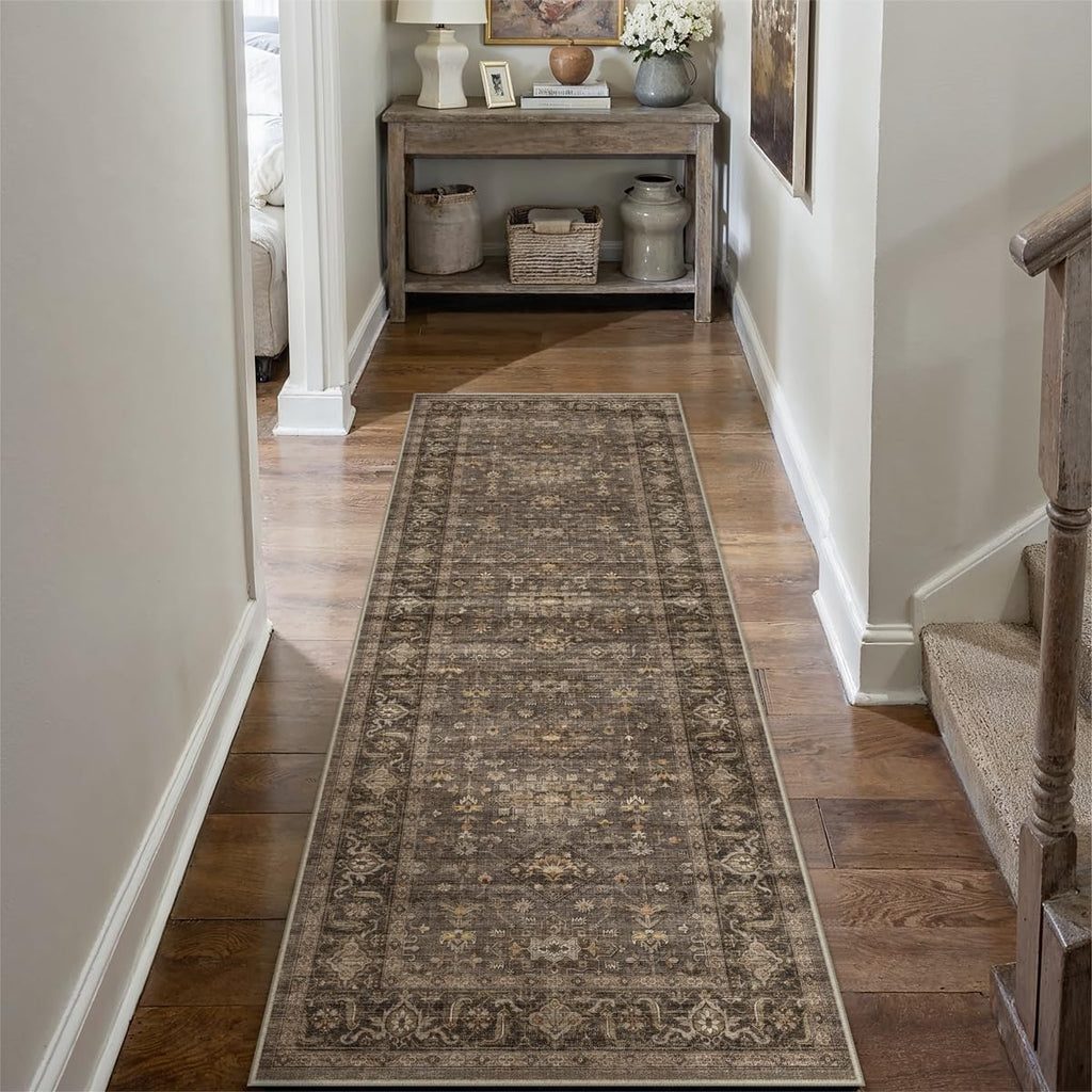 2x12 Dark Brown Vintage Runner Rug