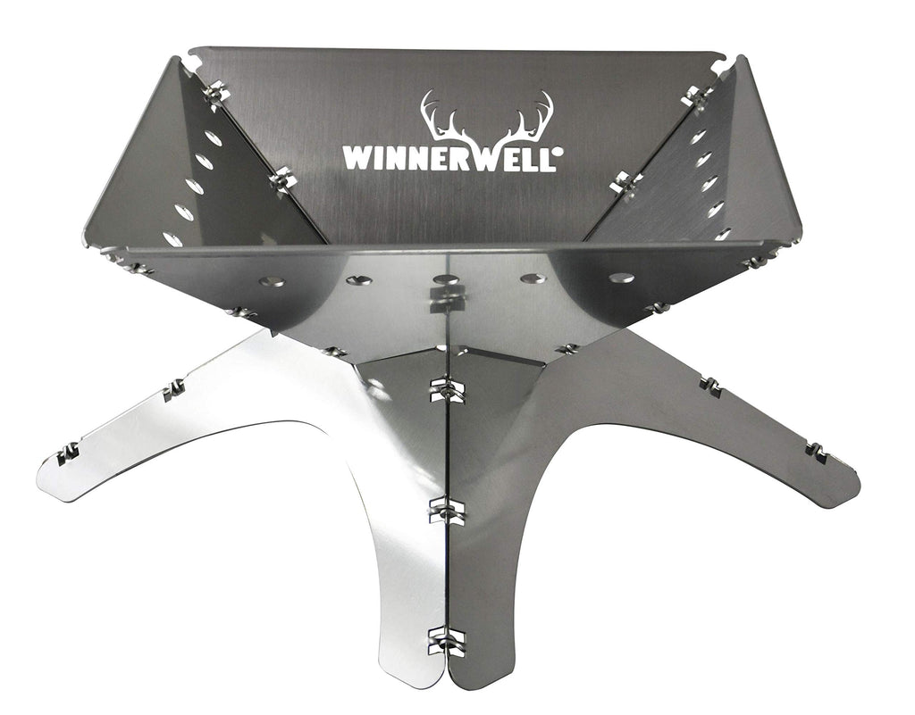 Medium Flat Firepit Foldable Stainless Steel Camping Fire Pit, AISI 304 Portable Firepit for Camping Overlanding