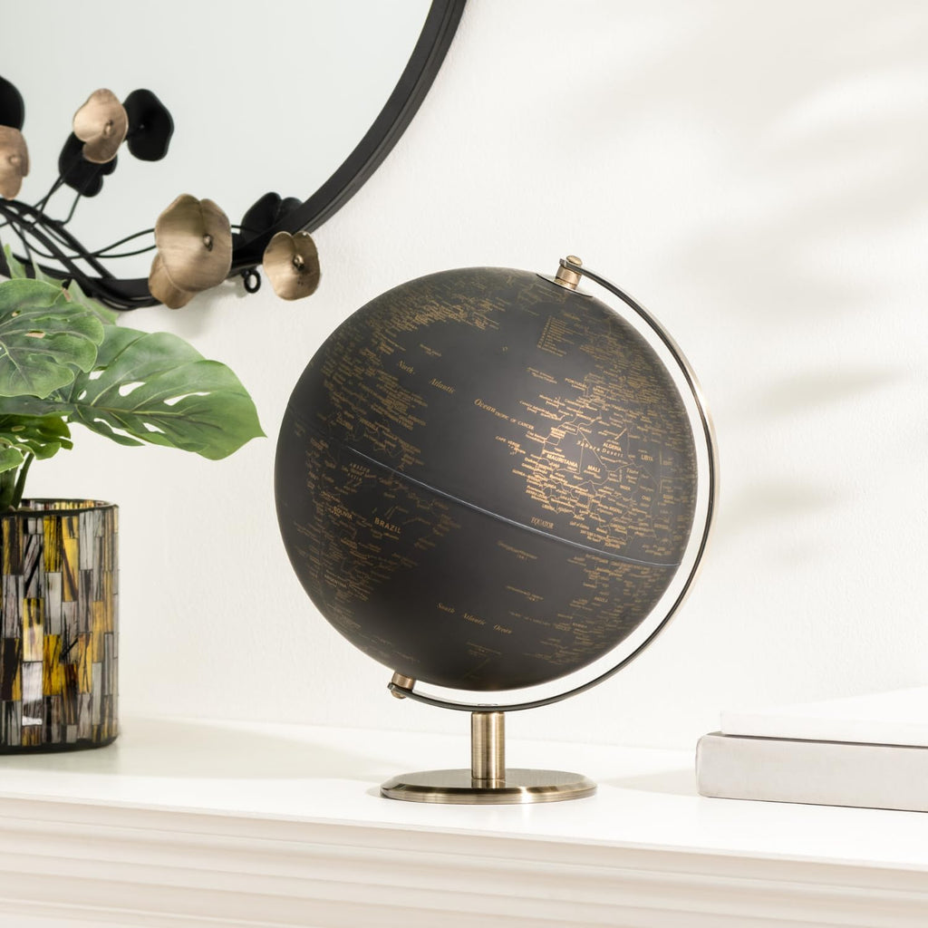 Black and Gold Globe for Adults - 8" Rotating Earth Globe Decor on Stand Decor, Office Decoration Desk Globe & Earth