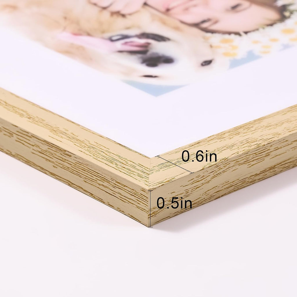 10 Pack 11x14 Picture Frame Collage Wall Decor with 8x10 Mat | Natural Plastic 11x14 Photo Frames with High