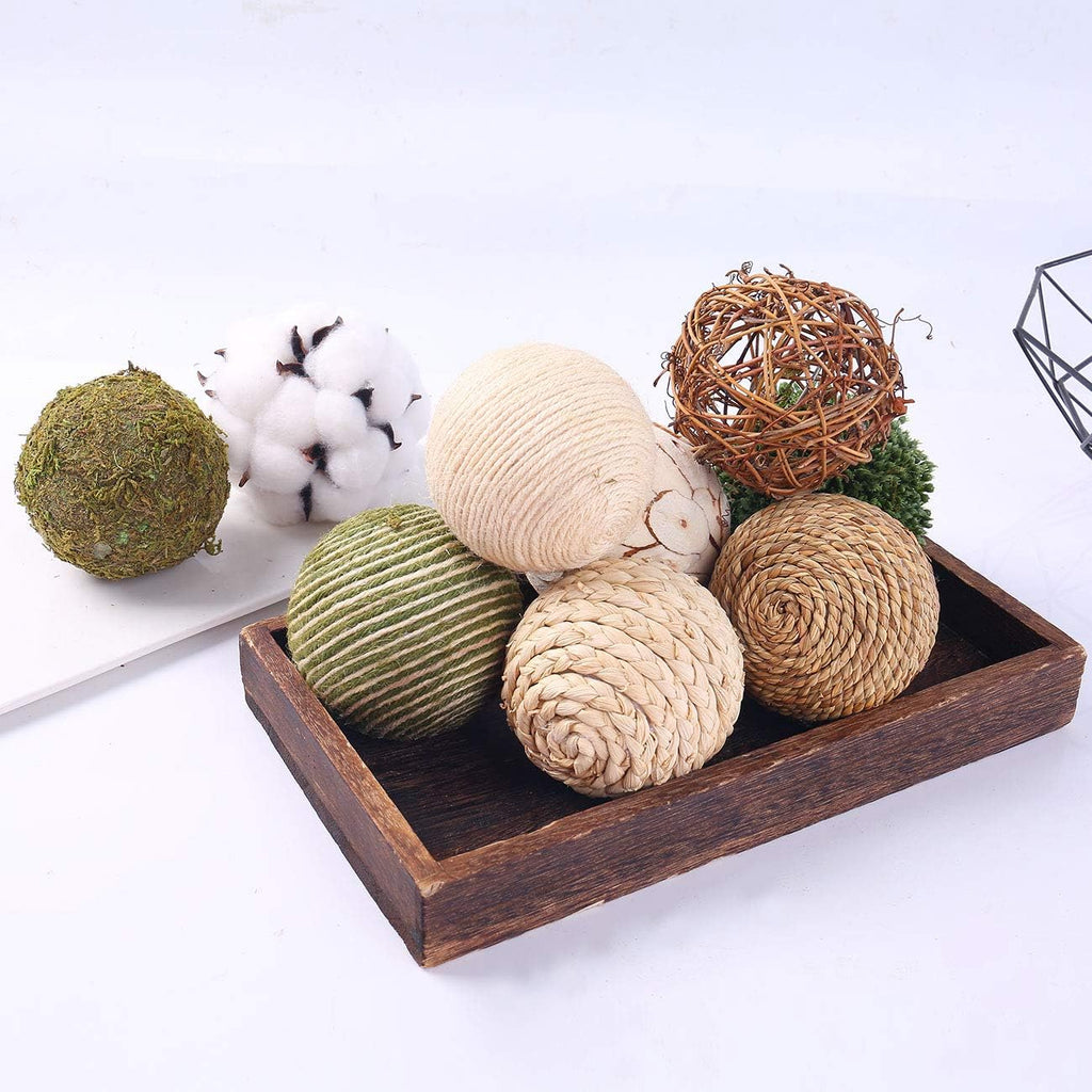 3.5Inch Fall Decorative Ball Orb Rattan Ball Rattan Woven Orbs Spherical Bowl and Vase Filler Party Wedding - Set of 9