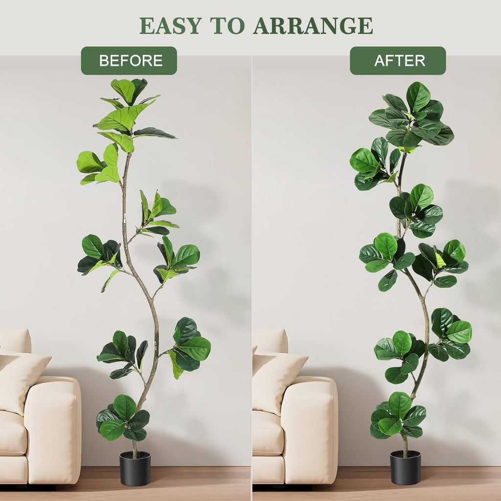 7ft Artificial Fiddle Leaf Fig Tree with Black Nursery Planter