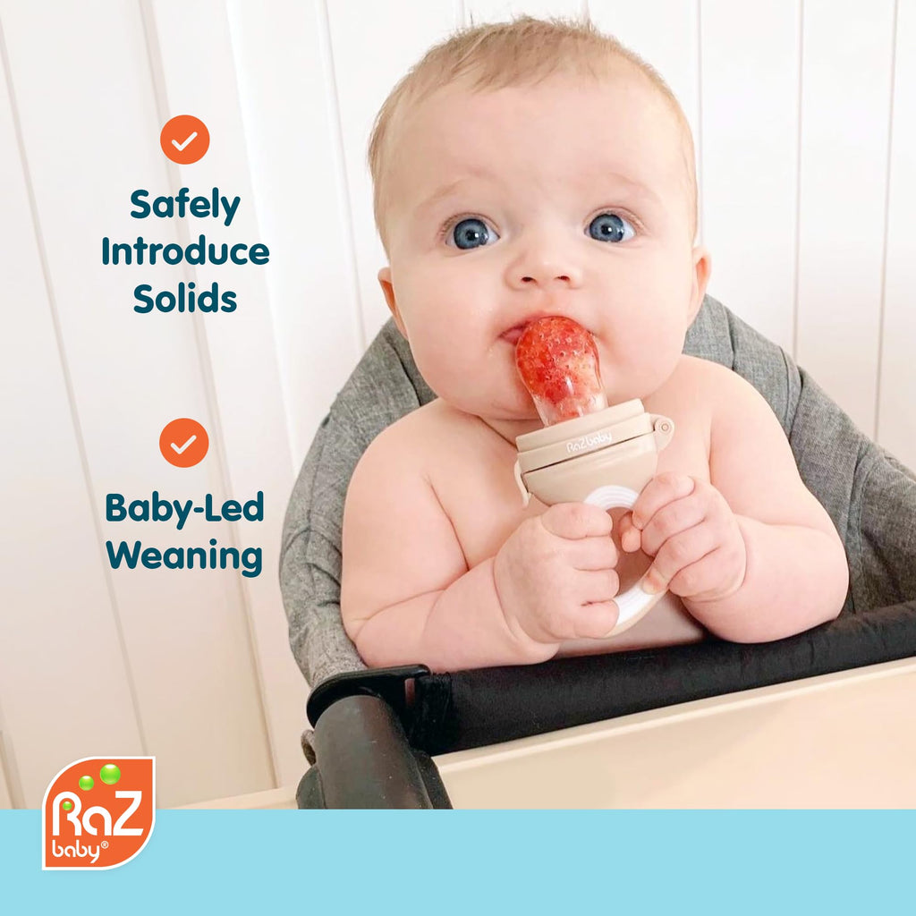 Baby Solids/Frozen Fruit Feeder Pacifier, Infant Teether Toy 6M+, BPA-Free, Safely Introduce Solids, Natural Teething