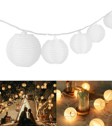 Mini Lantern Lights String Outdoor, 3 Inch Globe Lantern String Lights -20CT Connectable White Lights for Wedding