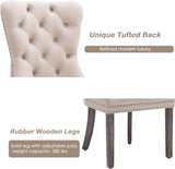 KCC Velvet Dining Chairs Set of 4, Upholstered High-end Tufted Dining Room Chair with Nailhead Back Ring Pull Trim