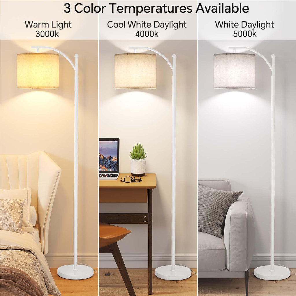 Arc Floor Lamp, Modern Floor Lamp with 9W 3 Color Temperatures Bulb