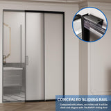 40" x 87" Frosted Glass Barn Door, Concealed Sliding Barn Door with Soft Close, Waterproof Modern Sl