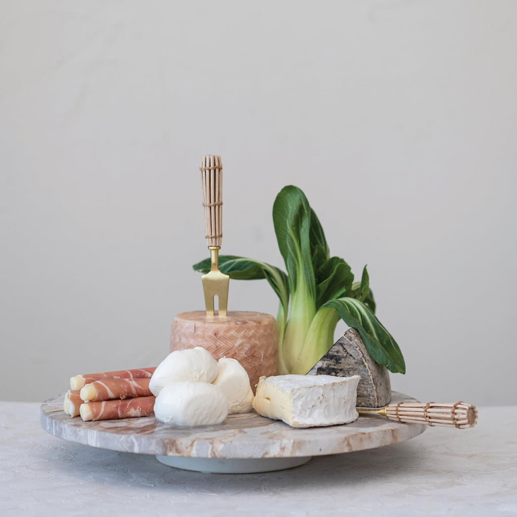 Scandinavian Round Marble Lazy Susan, Multicolor