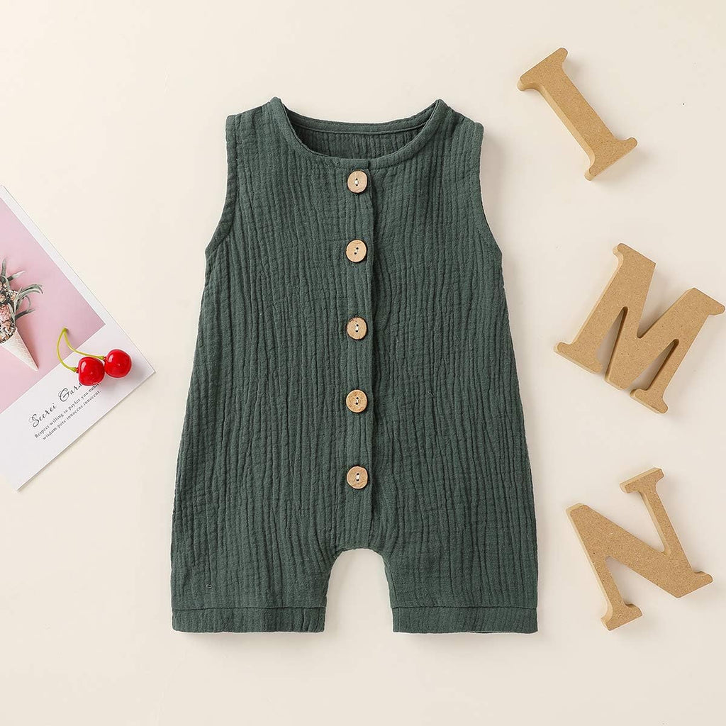 Infant Baby Boys Girls Cotton Linen Romper Summer Jumpsuit Sleeveless Overalls Clothing Set