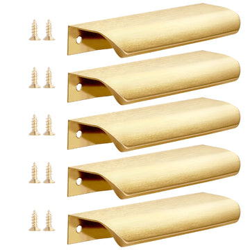 5 Pack 4.72" Gold Edge Finger Pulls for Cabinets, Drawer Handles