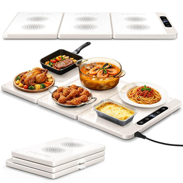 Electric Warming Tray, 3‐in‐1 Food Warmer for Parties Buffet White