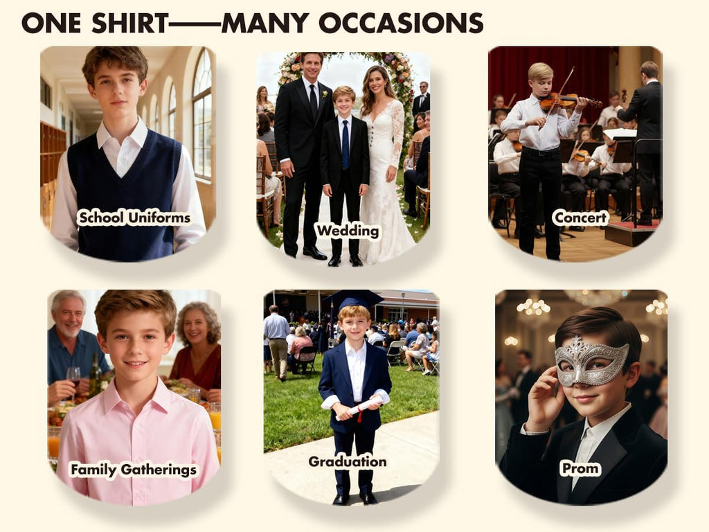 Boys Button Down Shirt Long Sleeve Dress Shirts Way Stretch