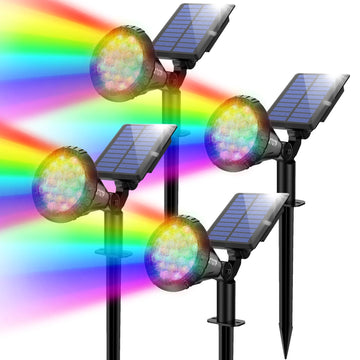 Solar Spotlights Outdoor Color Changing, 180°Adjustable Flag Pole Lights, IP67 Garden Lights Solar Powered
