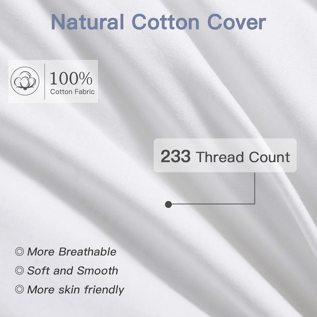 12x20 Down Alternative Fill Throw Pillow Insert - 100% Cotton Cooling Cover - Soft Fluffy Synthetic Down