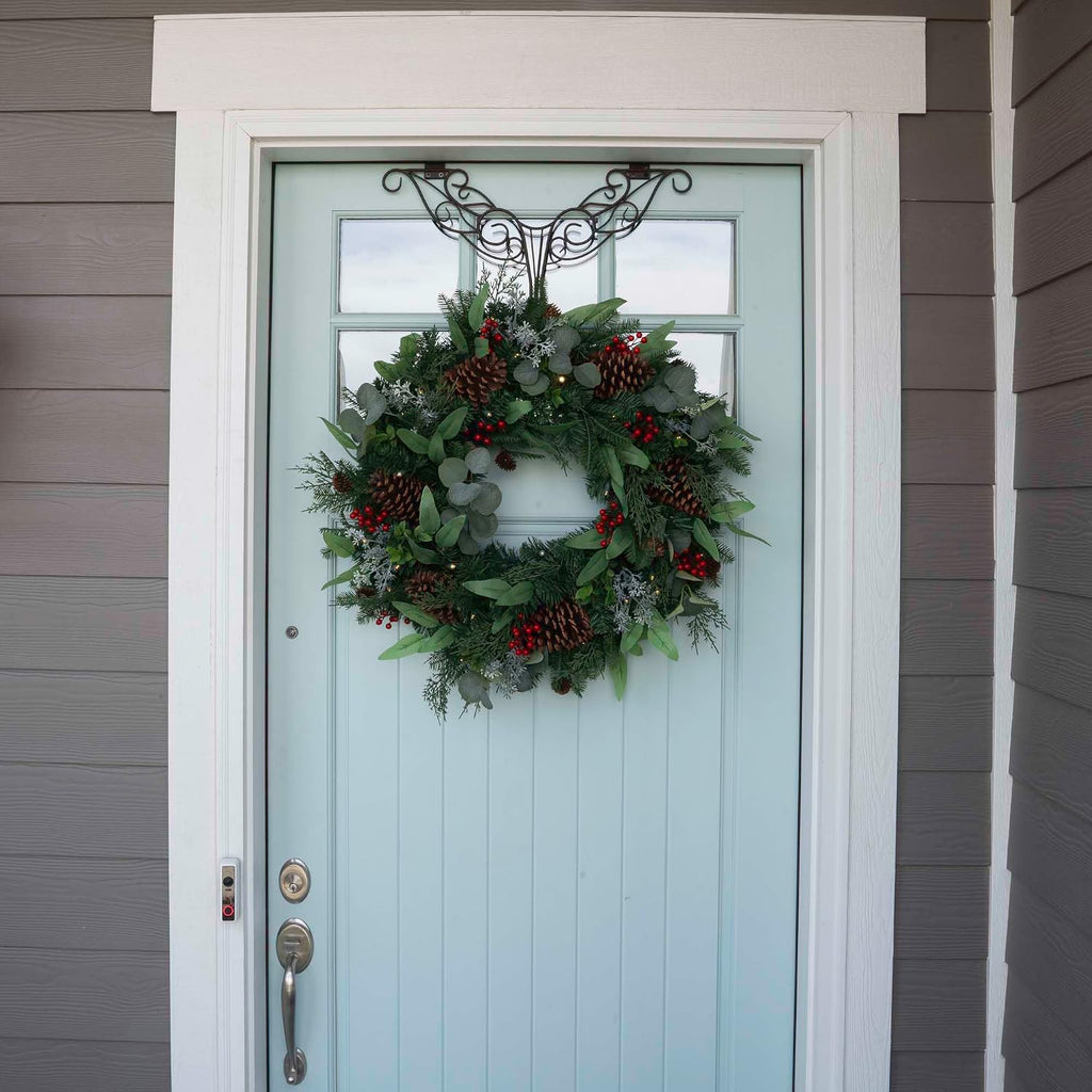 30 Inch Pre-Lit Artificial Christmas Wreath, Christmas Woods