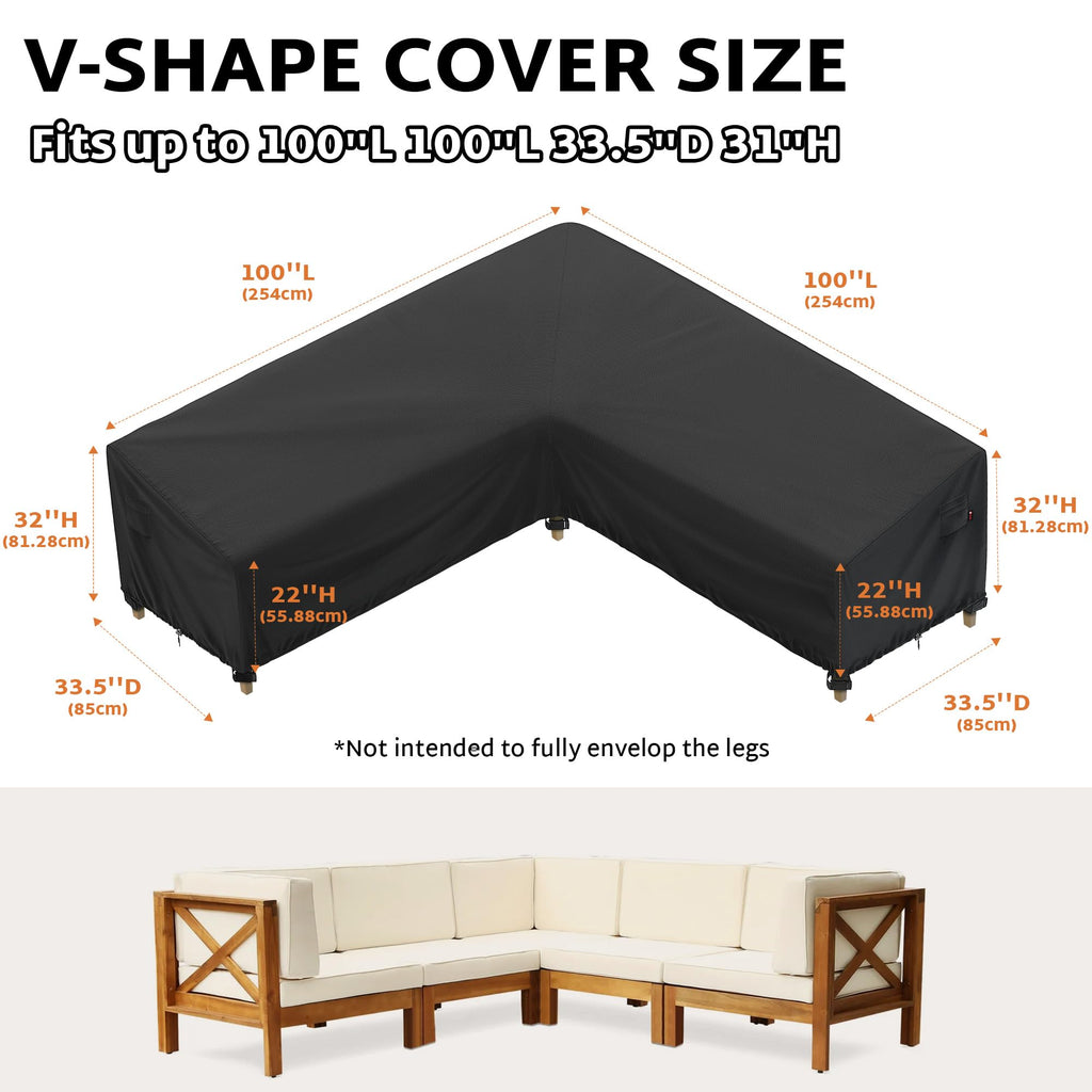 Outdoor Sectional Cover for 100 x 100 inch L-Shaped Couch Sofa