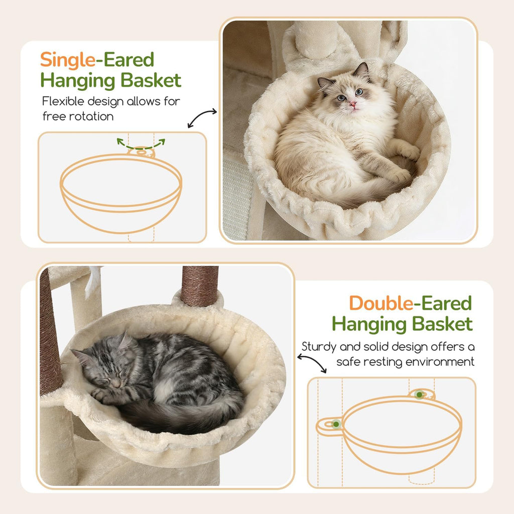 Extra Large Cat Tree for Indoor Multiple Cats, Beige