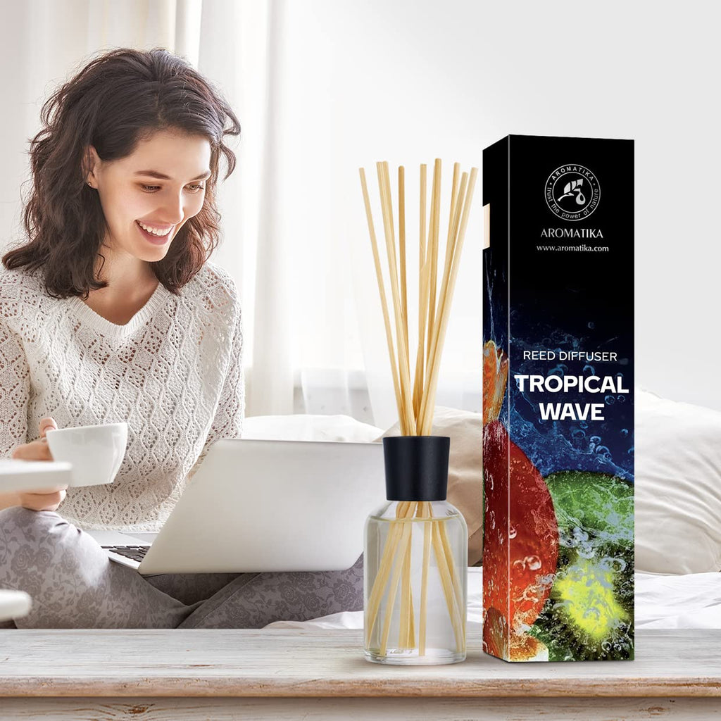 Reed Diffuser Tropical Wave 3.4 Fl Oz (100ml) - Room Diffuser with Exotic and Fresh Scent - Fragrance Diffuser with
