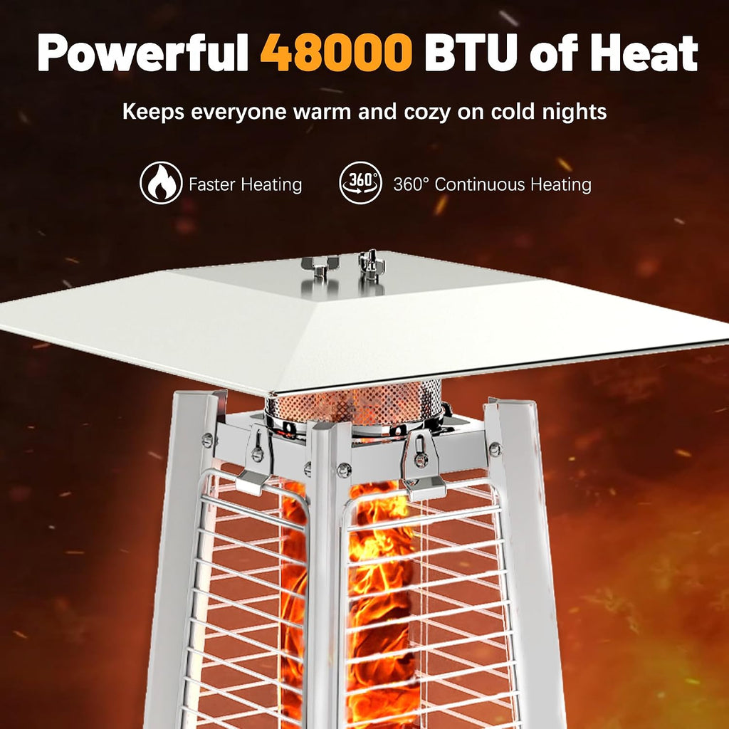 Patio Heater 48,000 BTU Outdoor Propane Heater with Wheels | Pyramid Patio Heater Outdoor Heaters w/Waterproof Cover