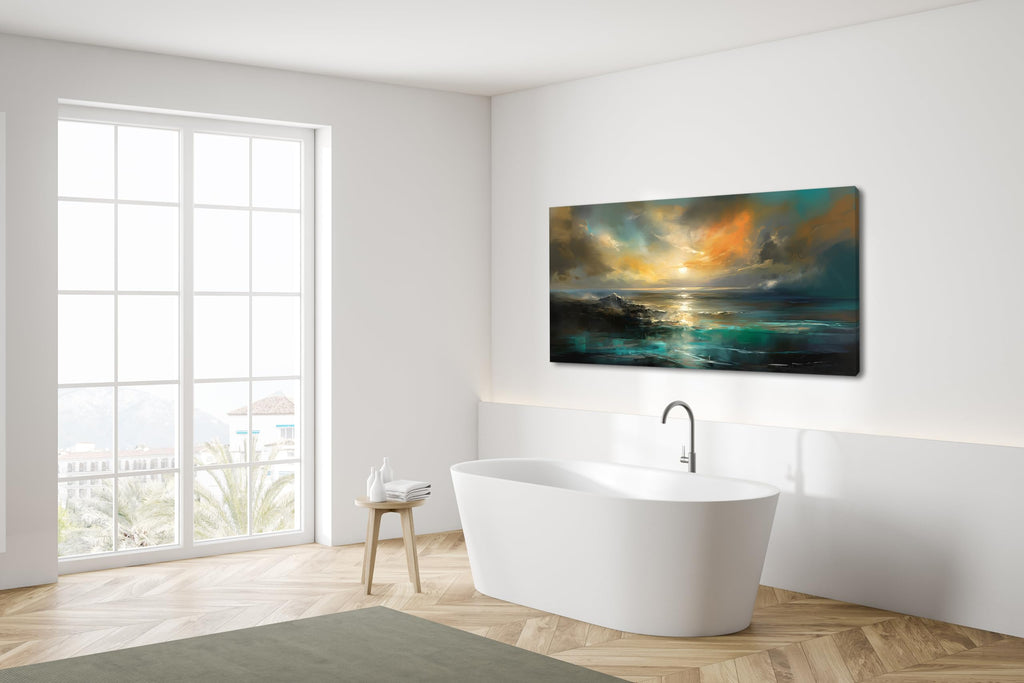 Ocean Sunset Landscape Canvas Wall Art Bedroom Home Decoration, Beautiful Nature Scenery Oil Painting Print Picture