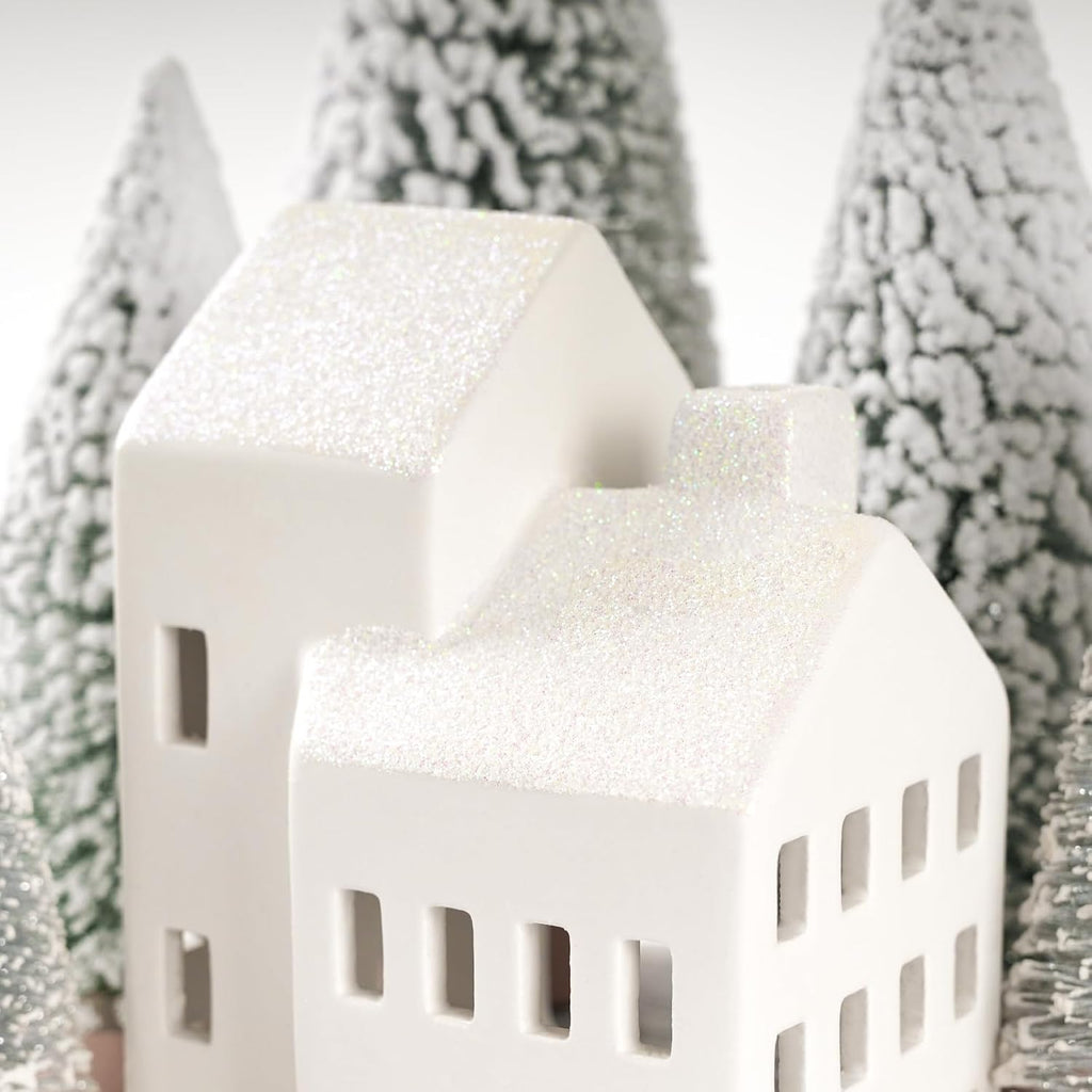 Christmas Decorations Indoor, 5 Lighted Ceramic Christmas Village Houses
