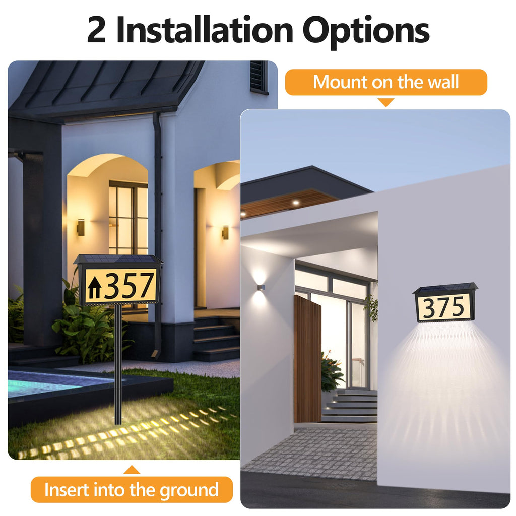 Solar Address Sign, House Numbers for Outside Light Up Waterproof