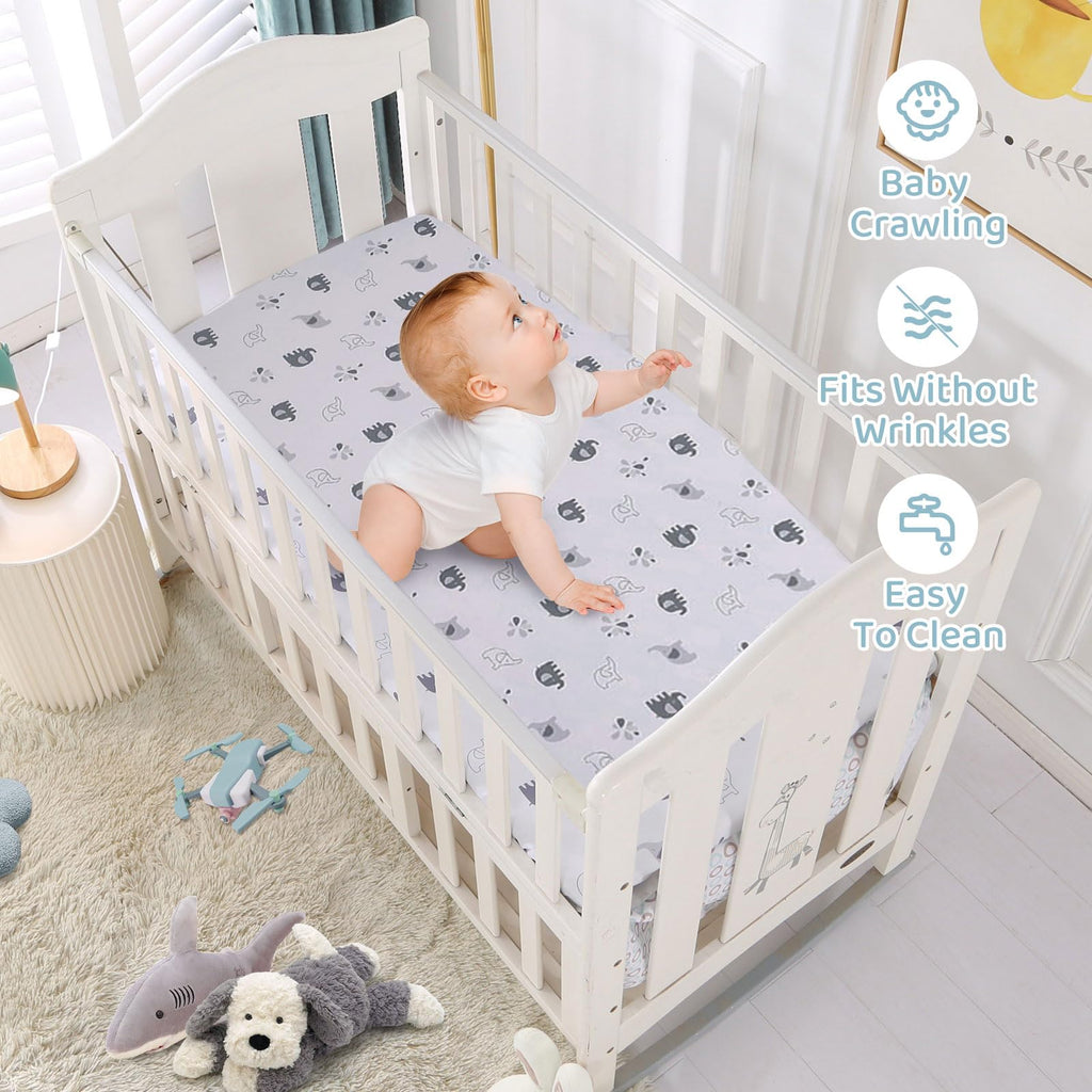Crib Bedding Set for Boys, Premium 3 Piece Elephant Baby Crib Bedding Set, Baby Nursery Crib Comforter Set for Boys
