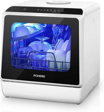 Countertop Dishwasher with Delay Start, No Hookup Needed, 5+1 Wash Programs, 360° Dual Spray, 167° H