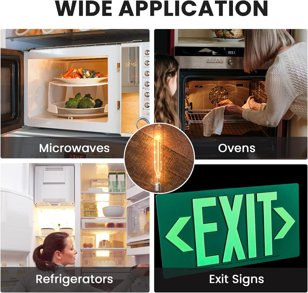 40 Watt T6.5 Refrigerator Light Bulb Dimmable, 120V Intermediate Base E17 Clear Appliance Bulb 5.4In T6.5 Exit Sign