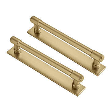 5 Pack 6 Inch(152 mm Center to Center Brushed Gold Cabinet Pull Backplate with Base Plate Zinc Solid Brushed Brass