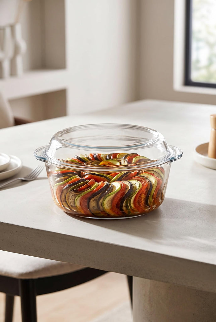 Round Casserole Dish with Lid, 105 oz