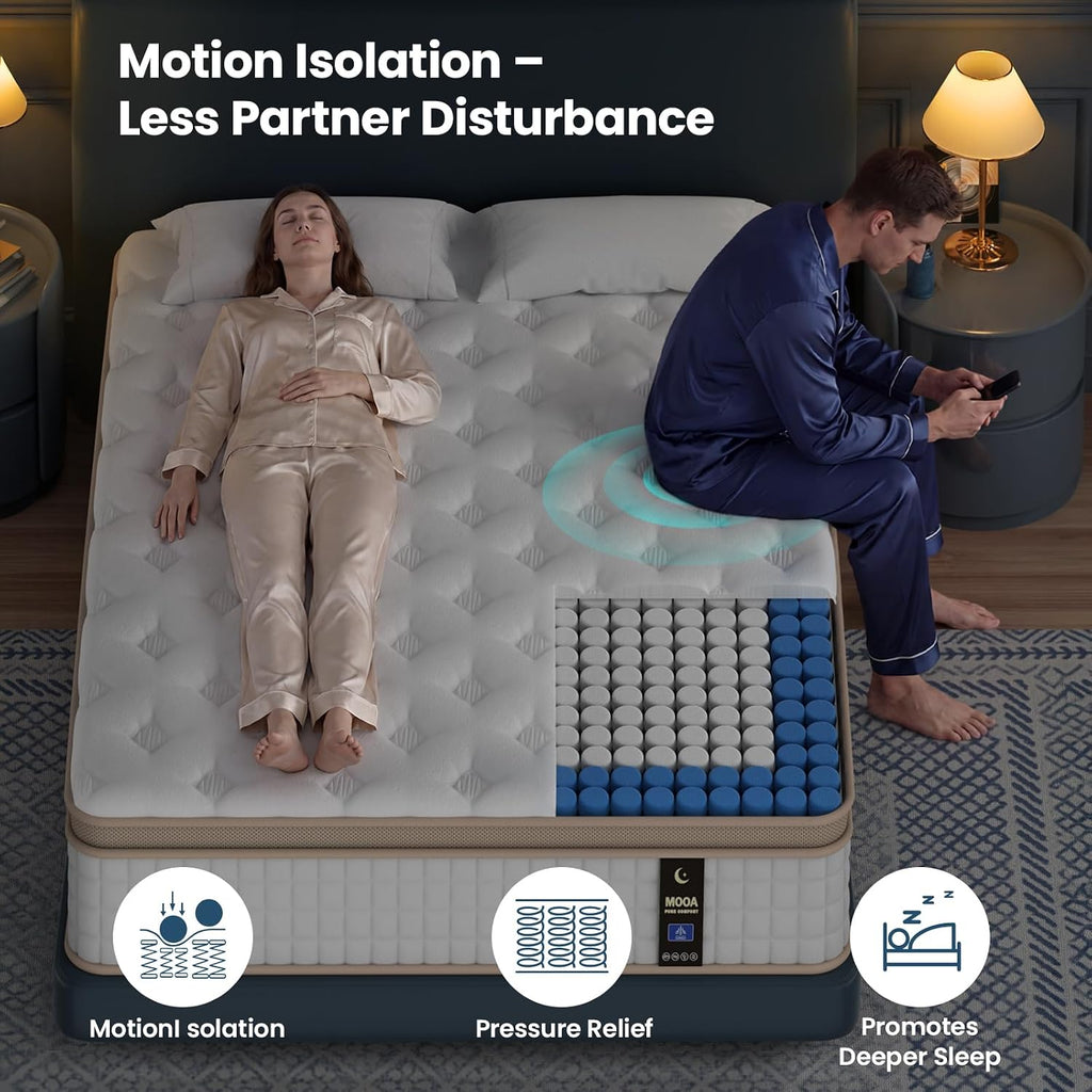 Queen Mattress, 12 Inch Cooling Hybrid Mattress in a Box, Medium Firm | Gel Memory Foam & Pocket Springs, Contouring