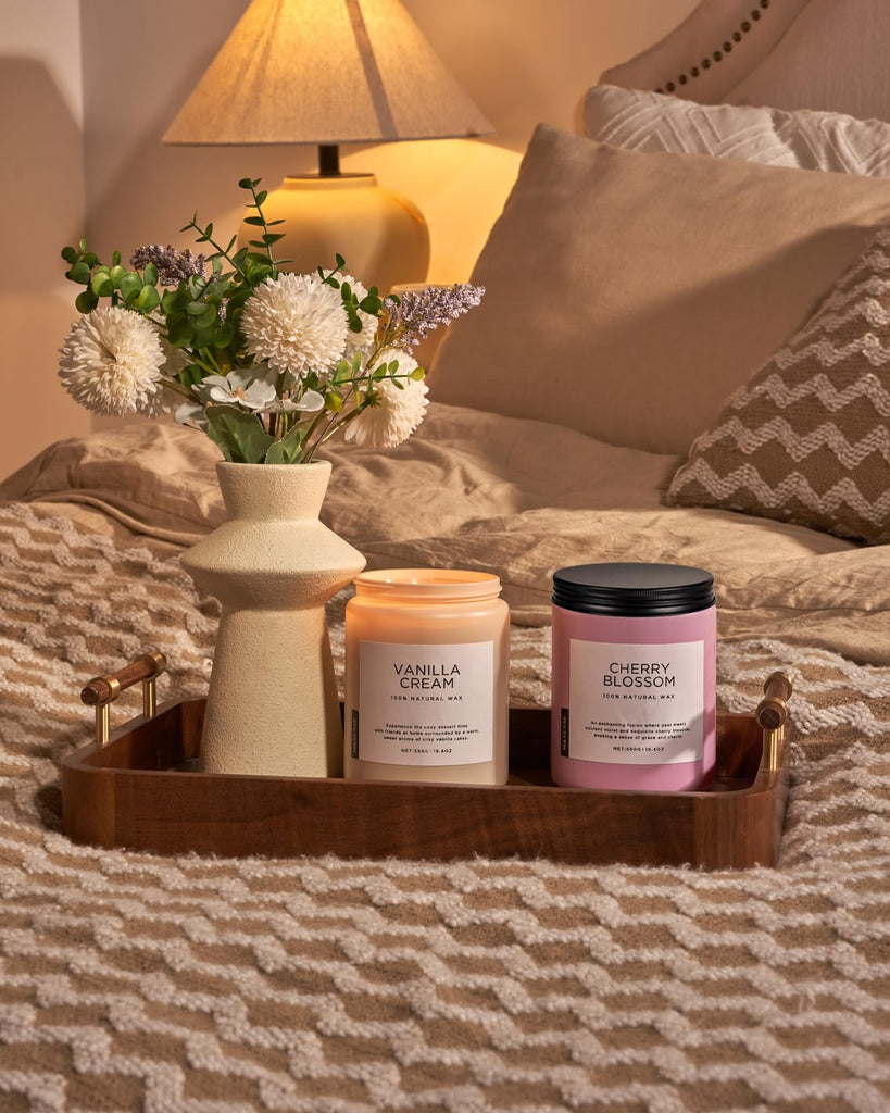 Large Vanilla Scented Candles, 19.4oz Organic Soy Wax
