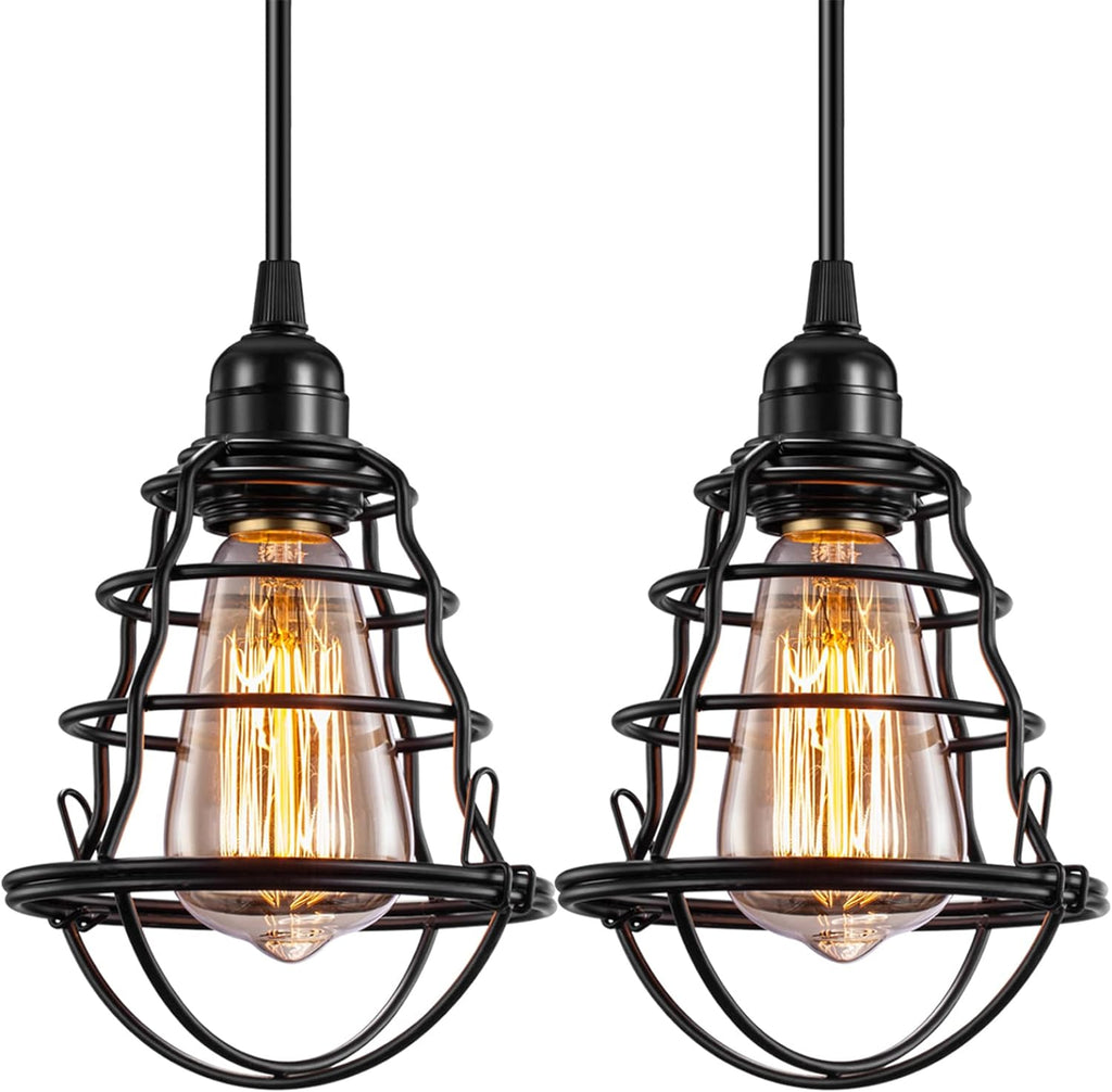 Industrial Pendant Light INNOCCY Edison Hanging Cage Pendant Lights E26 E27 Base Vintage Adjustable Pendant Lamp